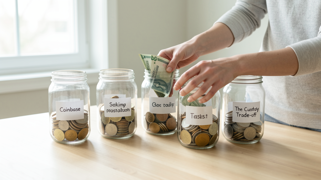 Editorial image illustrating Coinbase vs. Trust Wallet: The Custody Trade-off